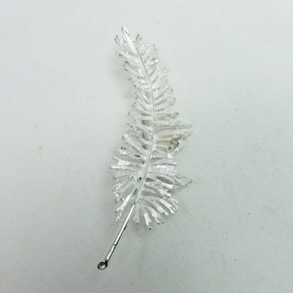 Vintage Feather Shape Silver Tone Brooch, Unique Design, Unisex Lapel Pin - Picture 5 of 5